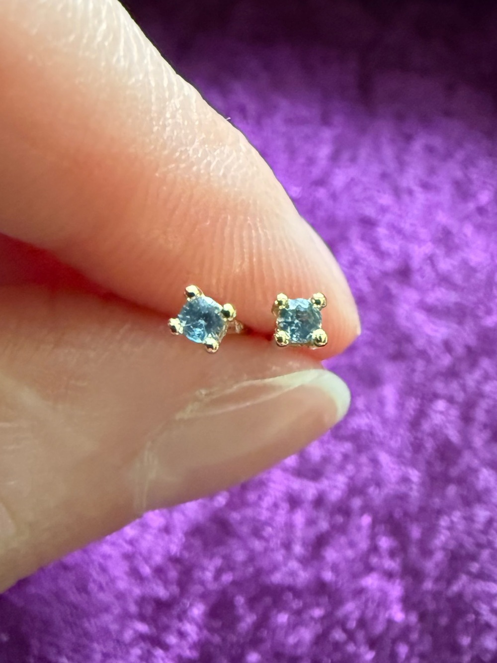 Light Blue Stone Gold Stud Earrings
